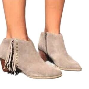 Vionic Faros Bootie Fringe Zip Side Tan 5